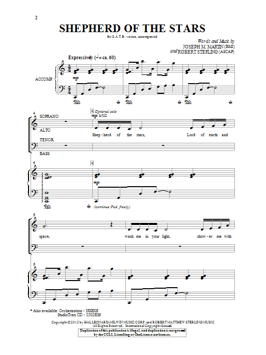 Download Joseph M. Martin Shepherd Of The Stars Sheet Music and learn how to play SATB PDF digital score in minutes