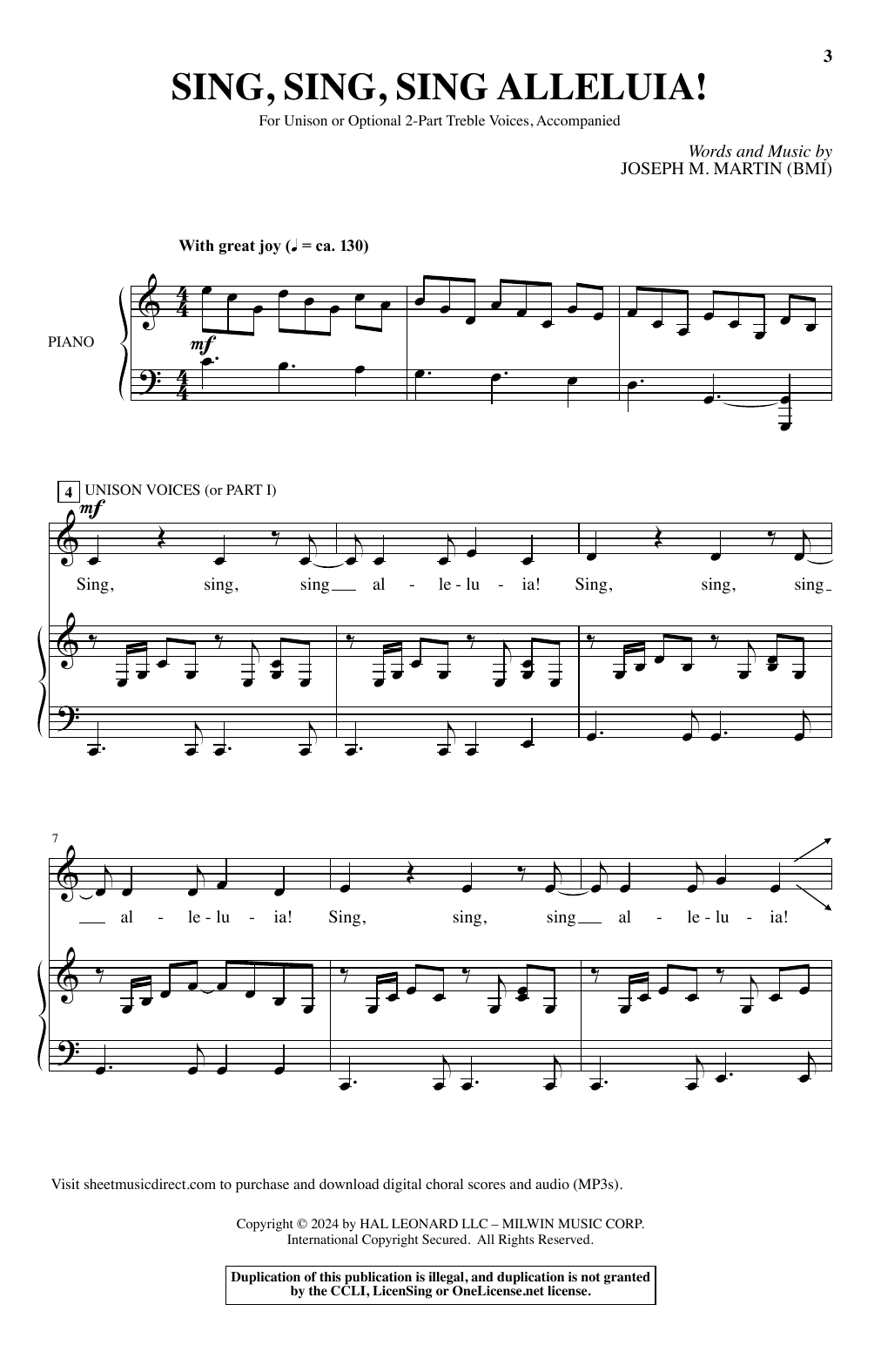 Download Joseph M. Martin Sing, Sing, Sing Alleluia! Sheet Music and learn how to play Choir PDF digital score in minutes