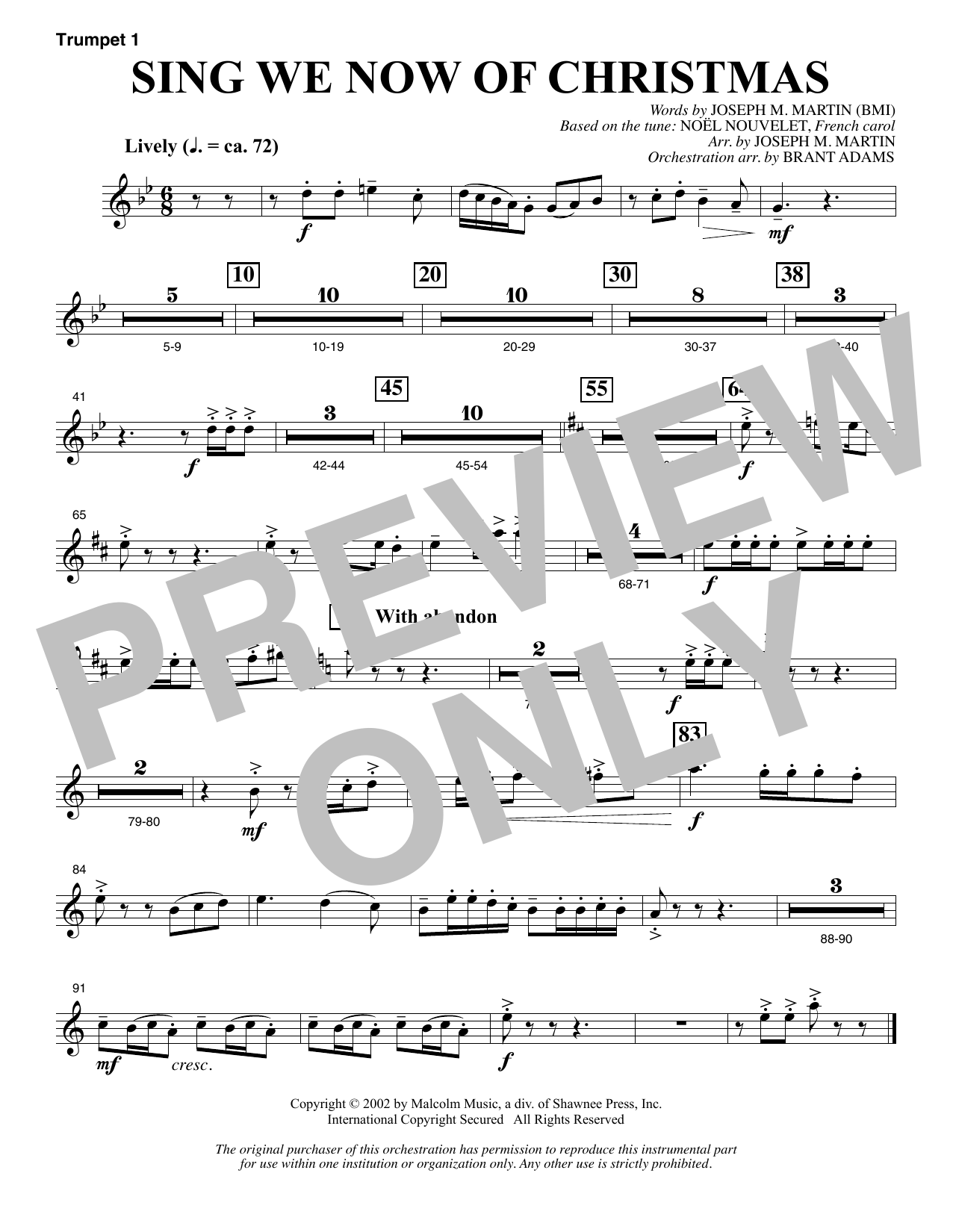 Download Joseph M. Martin Sing We Now Of Christmas (from Morning Star) - Bb Trumpet 1 Sheet Music and learn how to play Choir Instrumental Pak PDF digital score in minutes