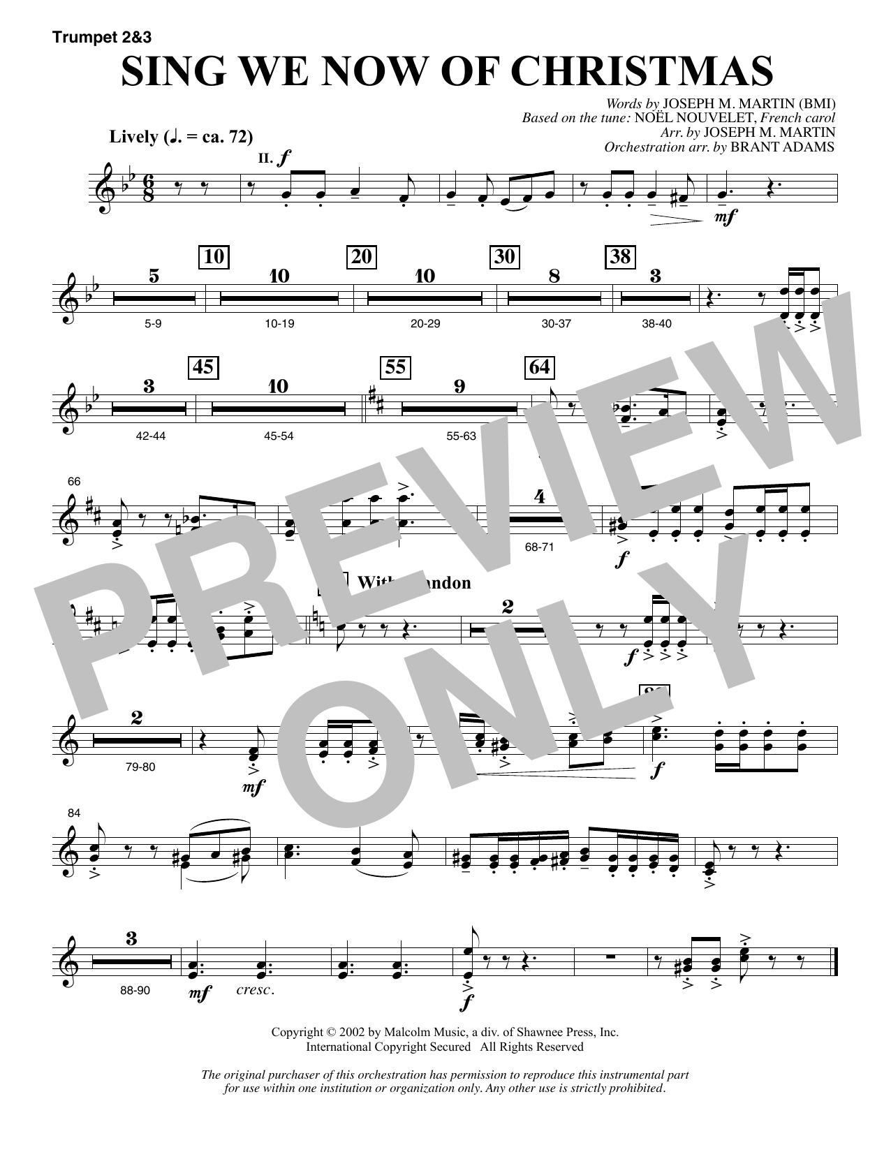 Download Joseph M. Martin Sing We Now Of Christmas (from Morning Star) - Bb Trumpet 2,3 Sheet Music and learn how to play Choir Instrumental Pak PDF digital score in minutes