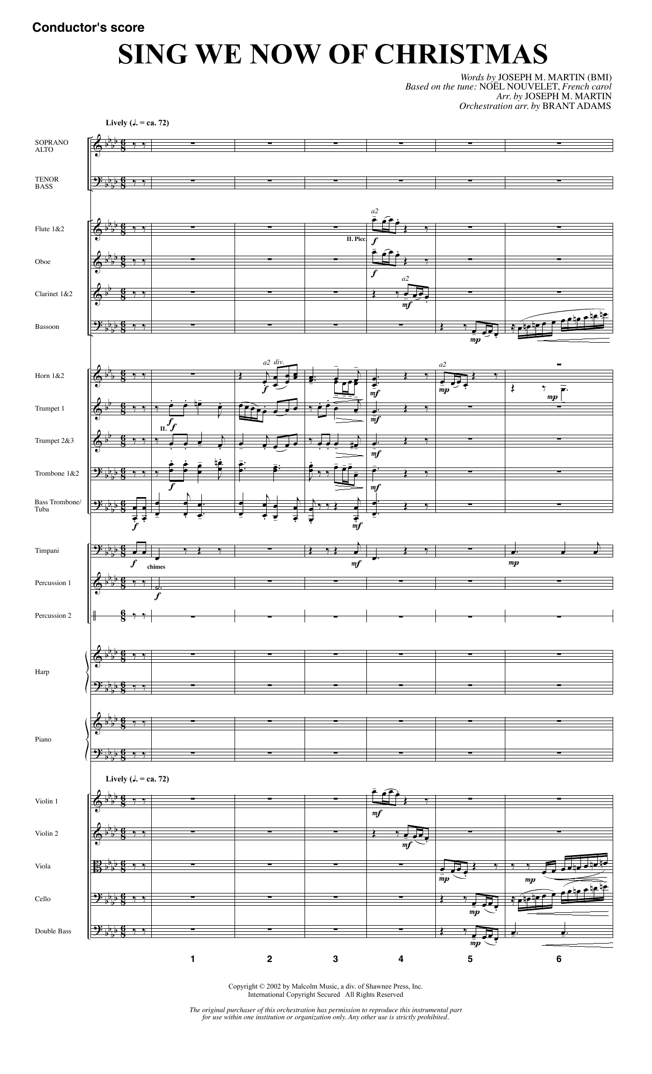 Download Joseph M. Martin Sing We Now Of Christmas (from Morning Star) - Full Score Sheet Music and learn how to play Choir Instrumental Pak PDF digital score in minutes
