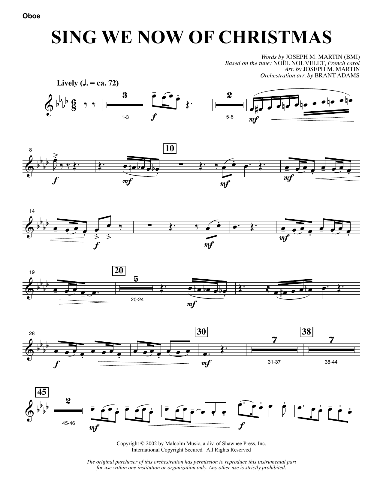 Download Joseph M. Martin Sing We Now Of Christmas (from Morning Star) - Oboe Sheet Music and learn how to play Choir Instrumental Pak PDF digital score in minutes