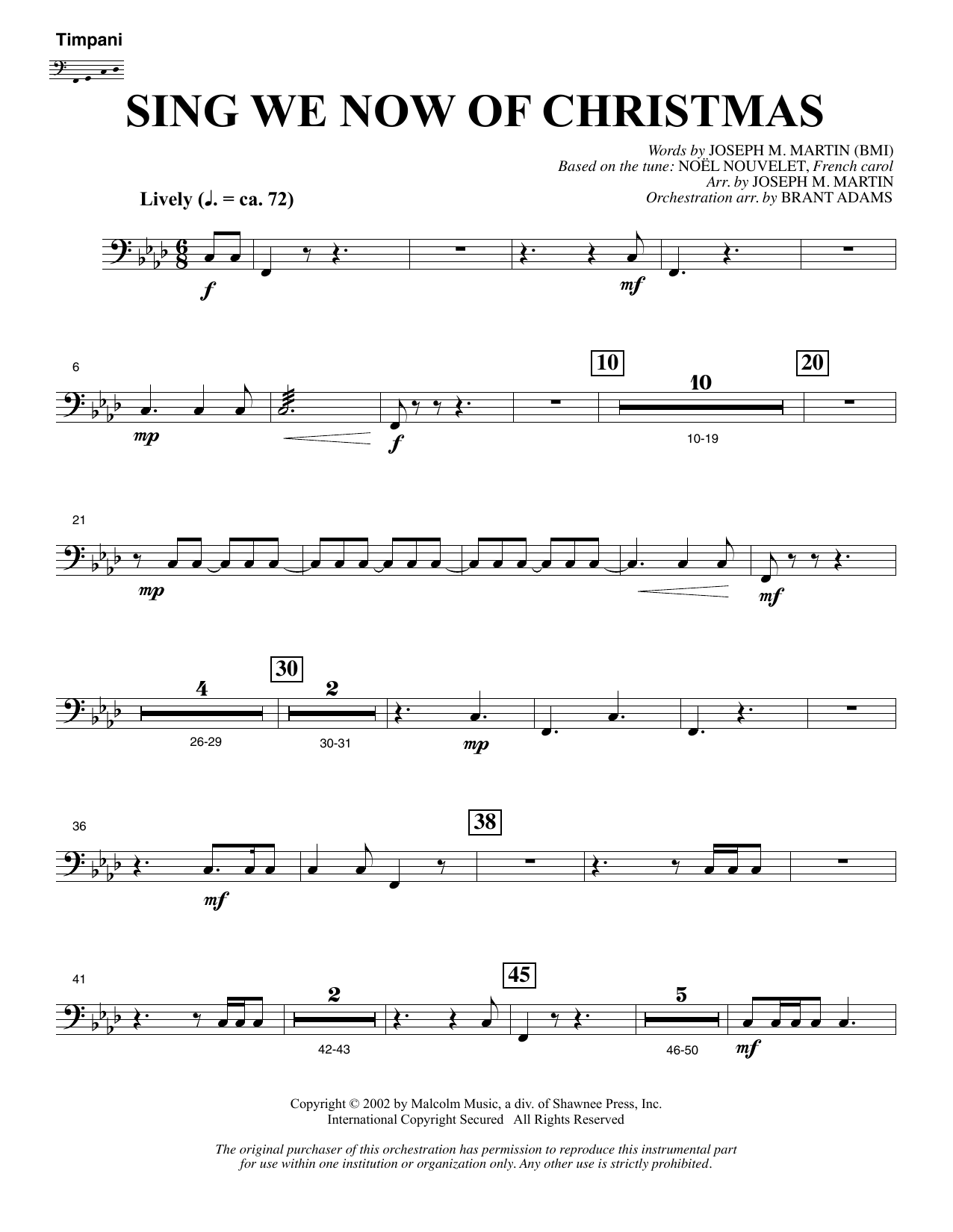 Download Joseph M. Martin Sing We Now Of Christmas (from Morning Star) - Timpani Sheet Music and learn how to play Choir Instrumental Pak PDF digital score in minutes