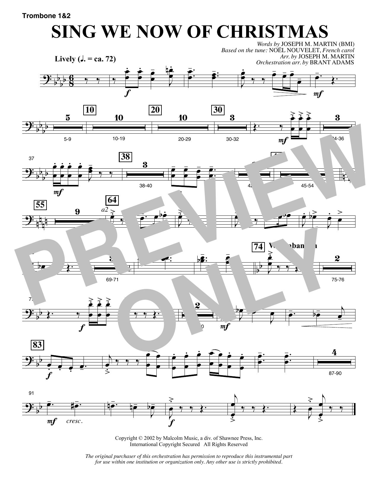 Download Joseph M. Martin Sing We Now Of Christmas (from Morning Star) - Trombone 1 & 2 Sheet Music and learn how to play Choir Instrumental Pak PDF digital score in minutes