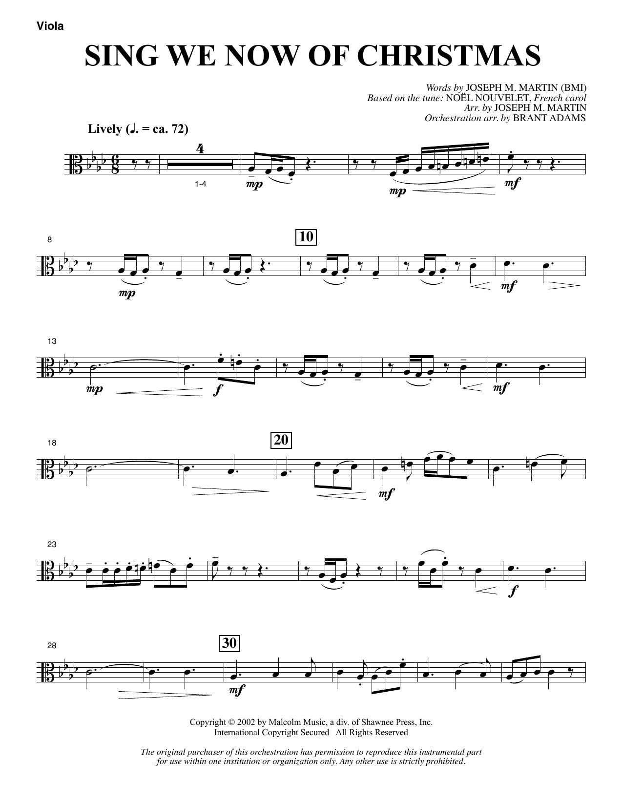 Download Joseph M. Martin Sing We Now Of Christmas (from Morning Star) - Viola Sheet Music and learn how to play Choir Instrumental Pak PDF digital score in minutes