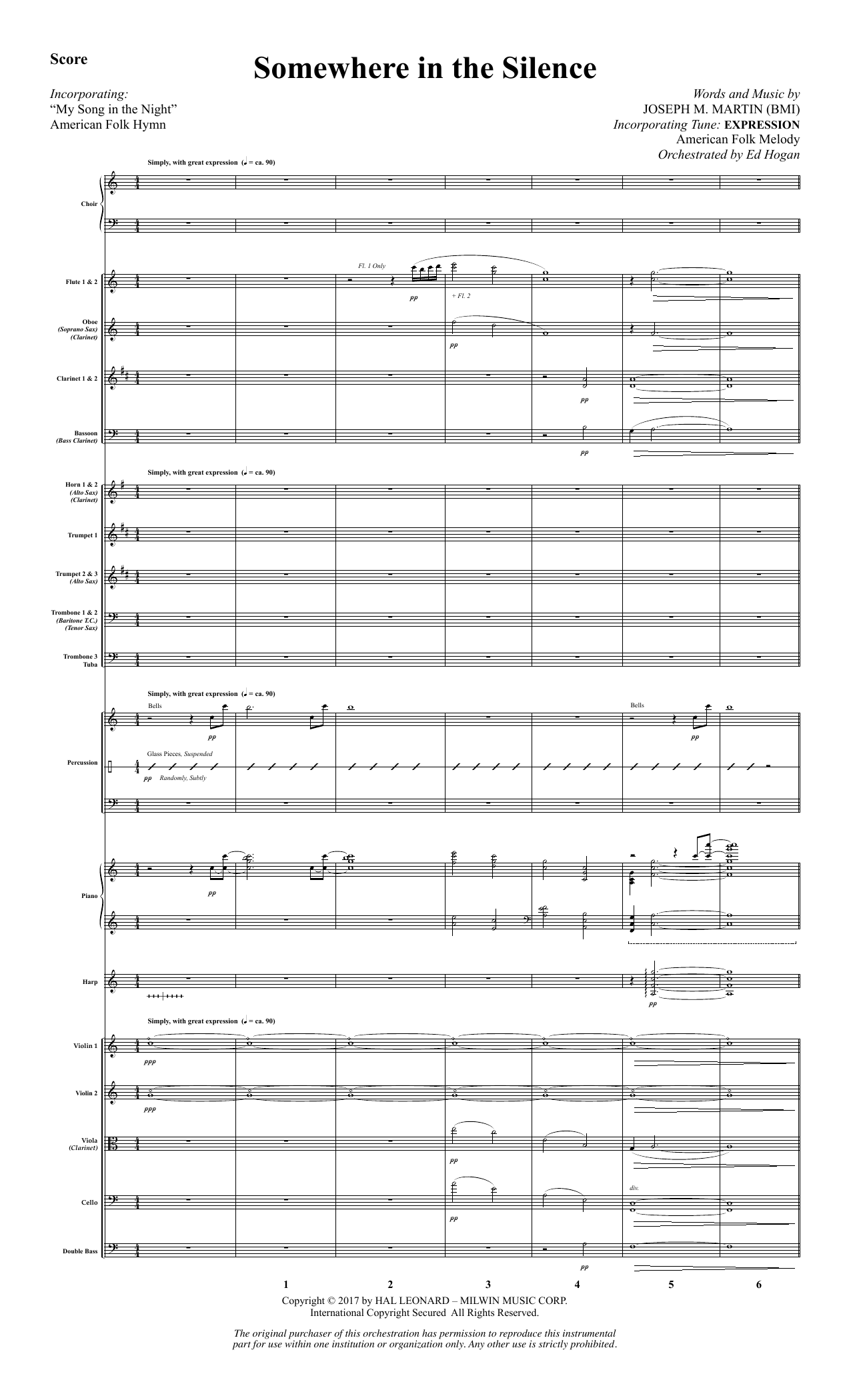Download Joseph M. Martin Somewhere in the Silence - Full Score Sheet Music and learn how to play Choir Instrumental Pak PDF digital score in minutes