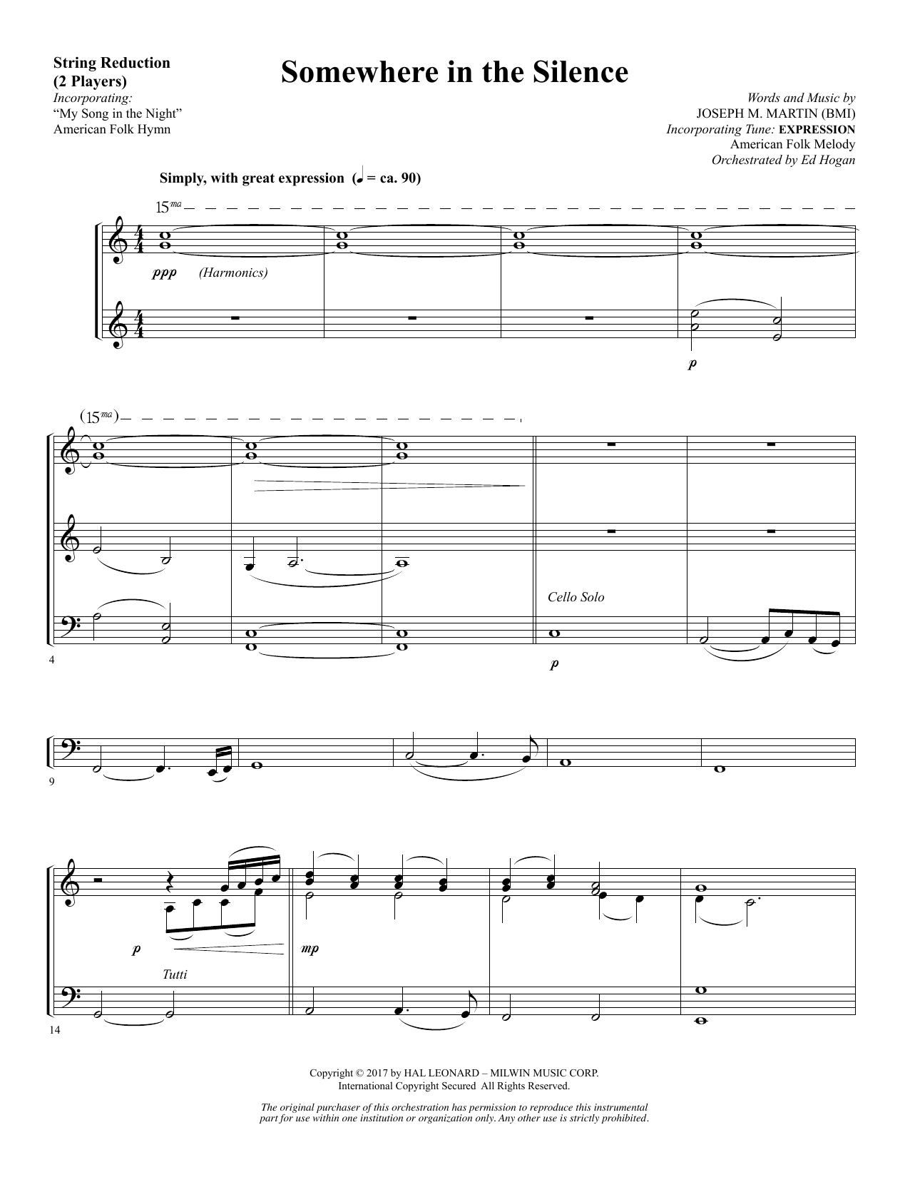 Download Joseph M. Martin Somewhere in the Silence - Keyboard String Reduction Sheet Music and learn how to play Choir Instrumental Pak PDF digital score in minutes