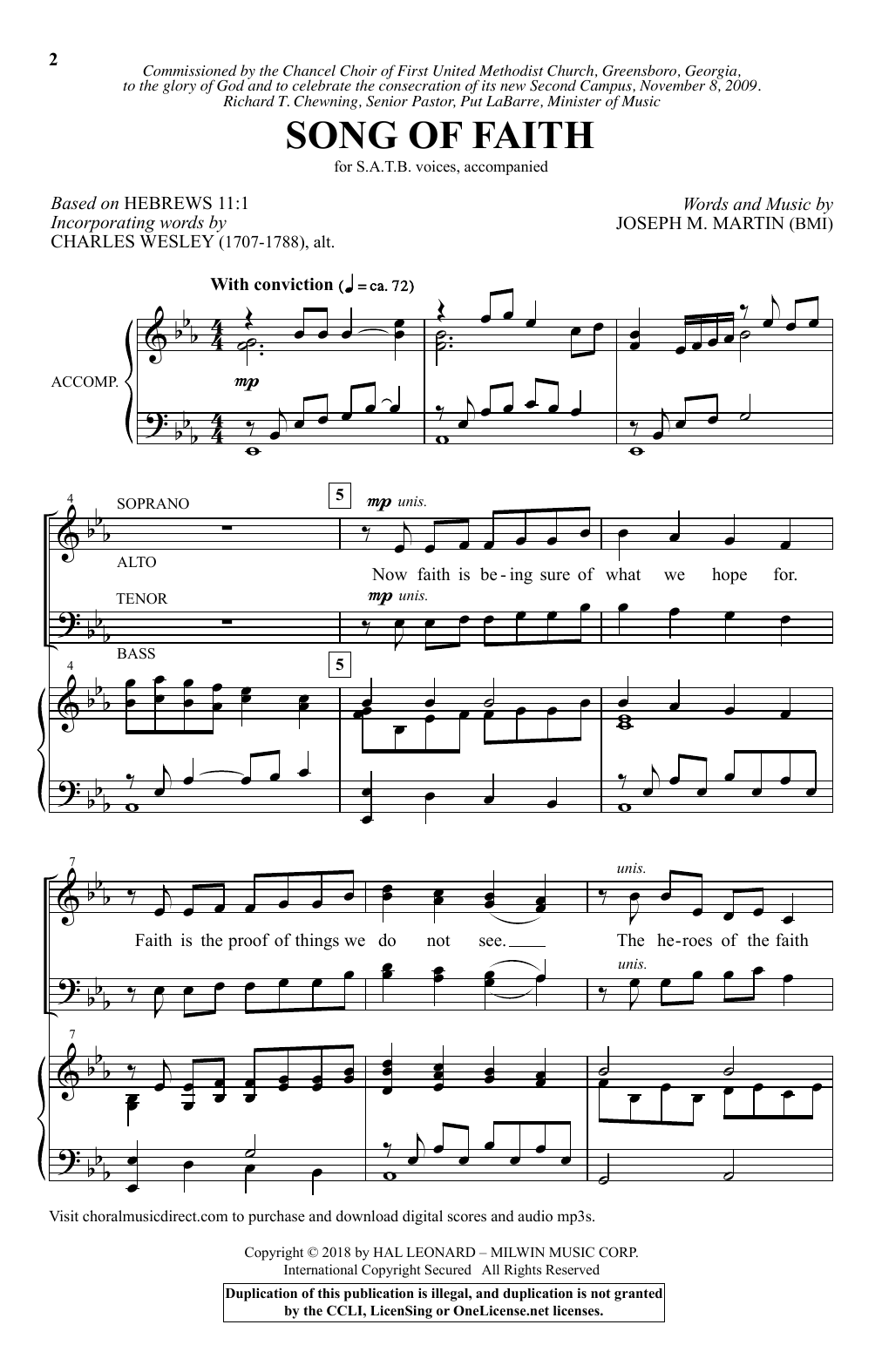 Download Joseph M. Martin Song Of Faith Sheet Music and learn how to play SATB Choir PDF digital score in minutes