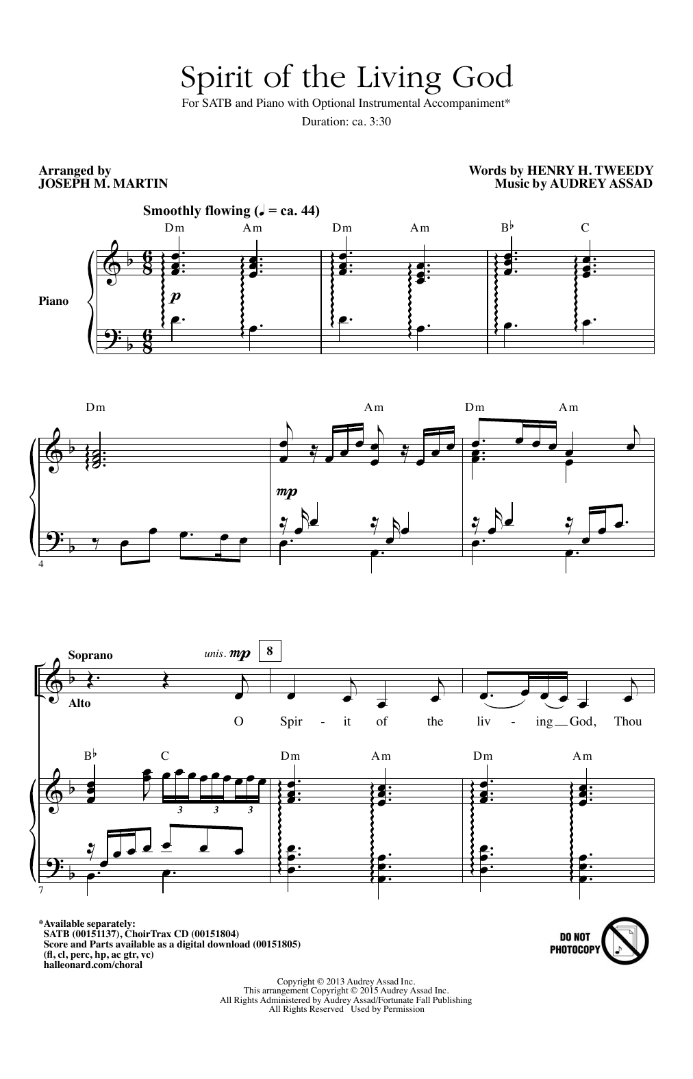 Download Joseph M. Martin Spirit Of The Living God Sheet Music and learn how to play SATB PDF digital score in minutes