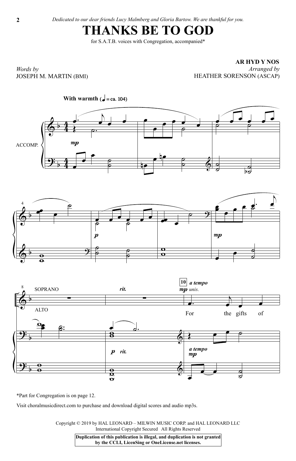 Download Joseph M. Martin Thanks Be To God (arr. Heather Sorenson) Sheet Music and learn how to play SATB Choir PDF digital score in minutes