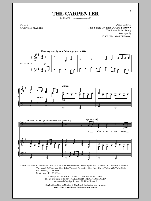 Download Joseph M. Martin The Carpenter Sheet Music and learn how to play SATB PDF digital score in minutes