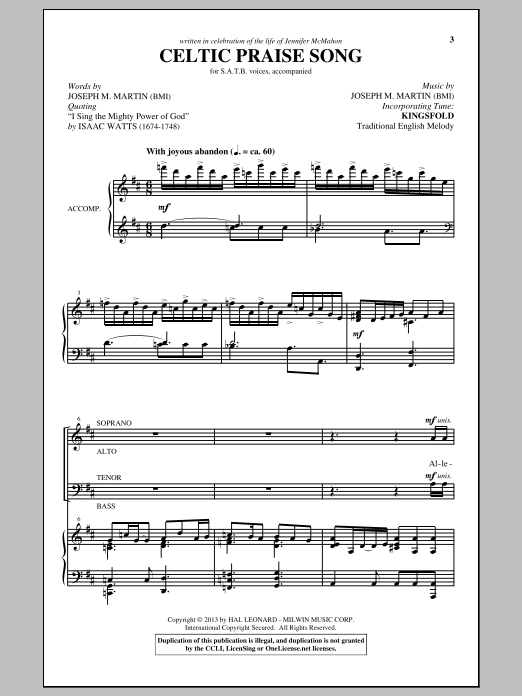 Download Joseph M. Martin The Celtic Choir Sheet Music and learn how to play SATB PDF digital score in minutes