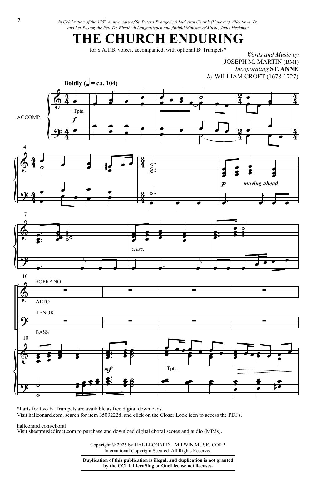 Download Joseph M. Martin The Church Enduring Sheet Music and learn how to play SATB Choir PDF digital score in minutes