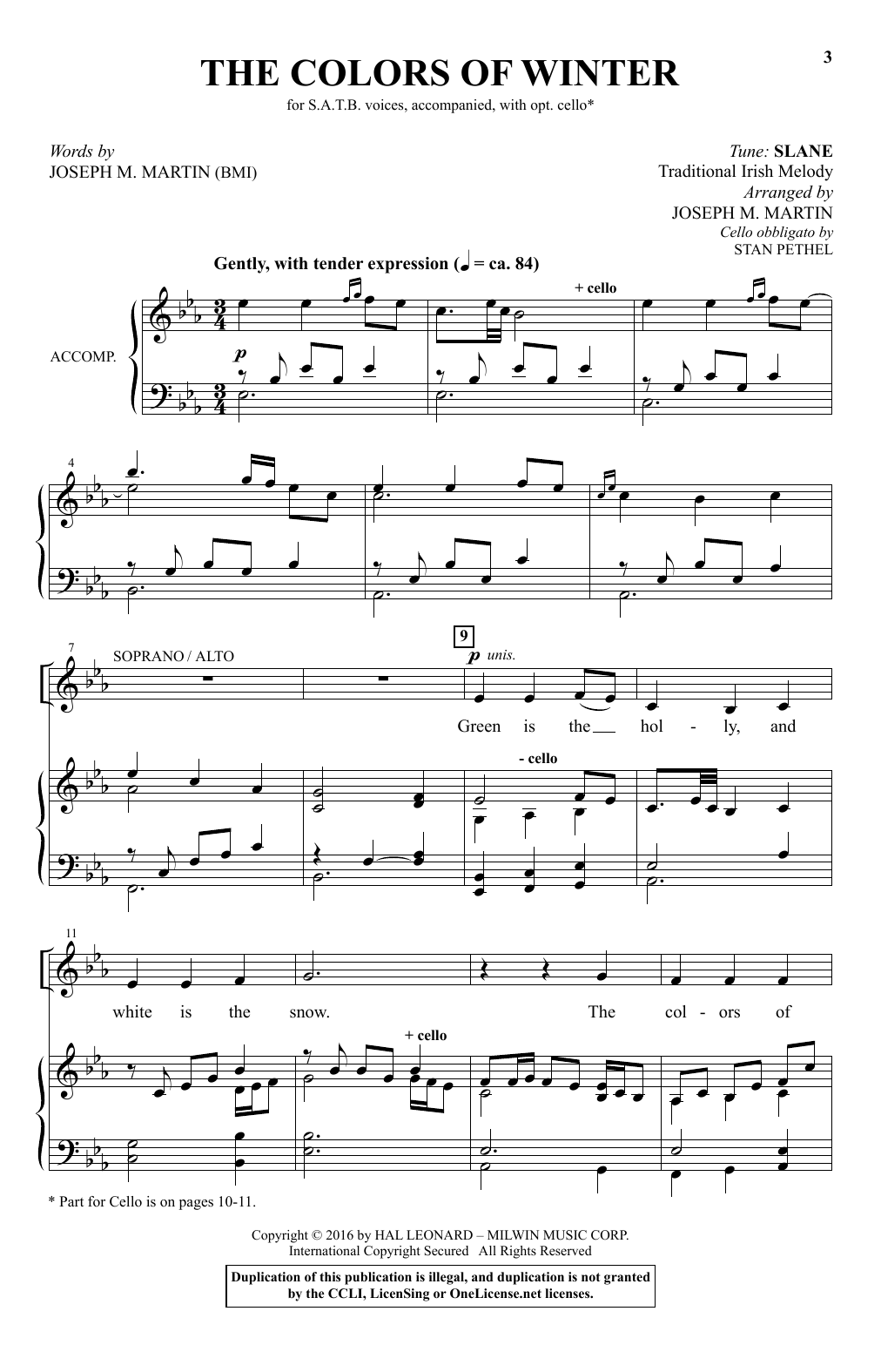 Download Joseph M. Martin The Colors Of Winter Sheet Music and learn how to play SATB PDF digital score in minutes