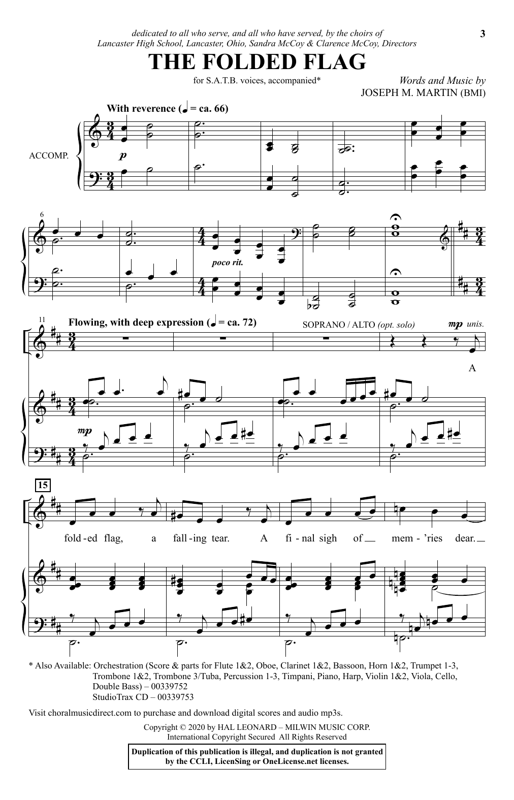 Download Joseph M. Martin The Folded Flag Sheet Music and learn how to play SATB Choir PDF digital score in minutes