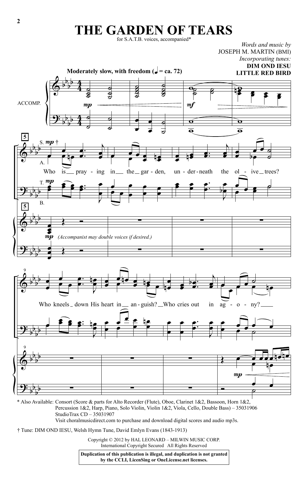 Download Joseph M. Martin The Garden Of Tears Sheet Music and learn how to play SATB PDF digital score in minutes