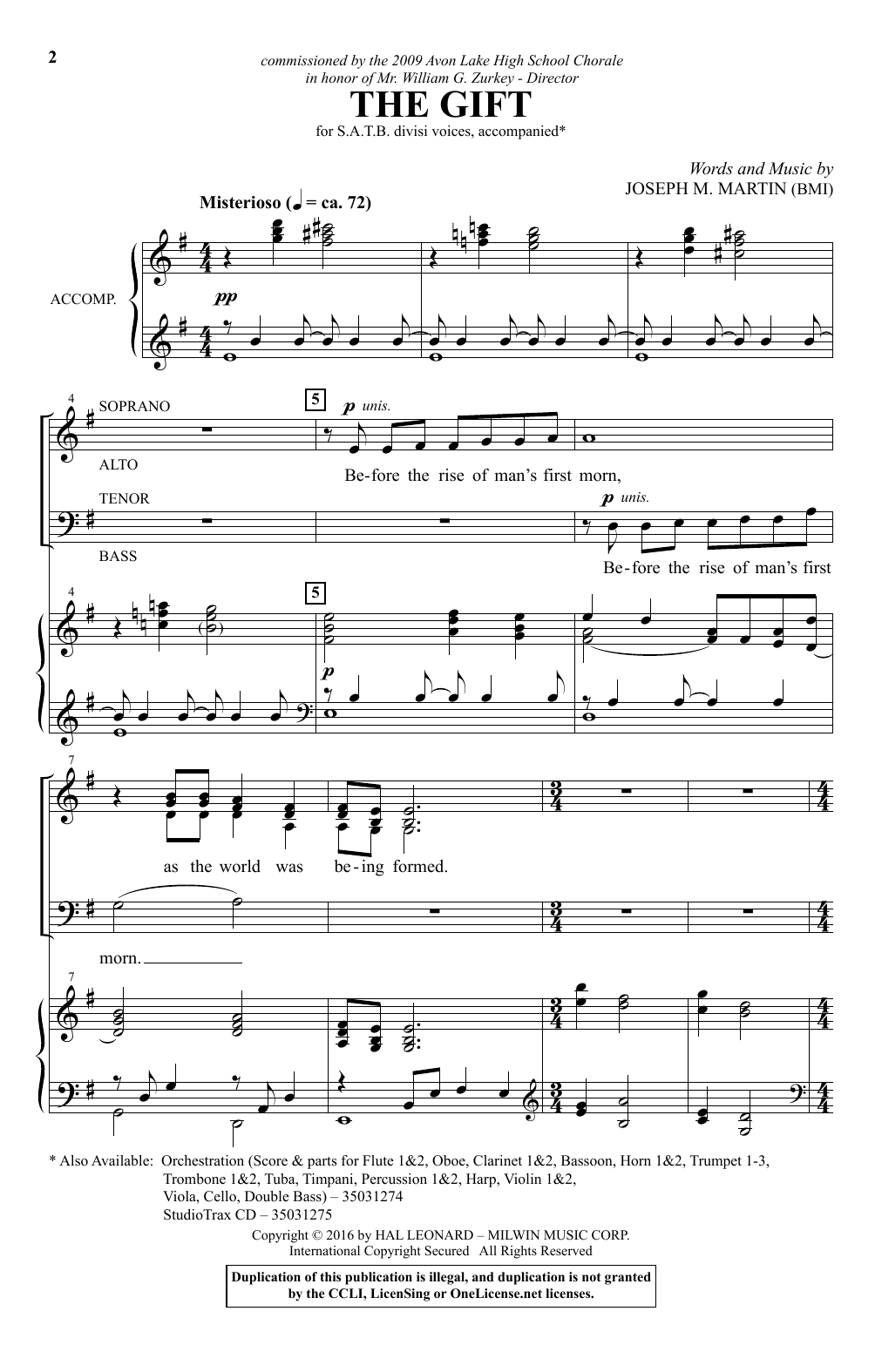Download Joseph M. Martin The Gift Sheet Music and learn how to play SATB PDF digital score in minutes