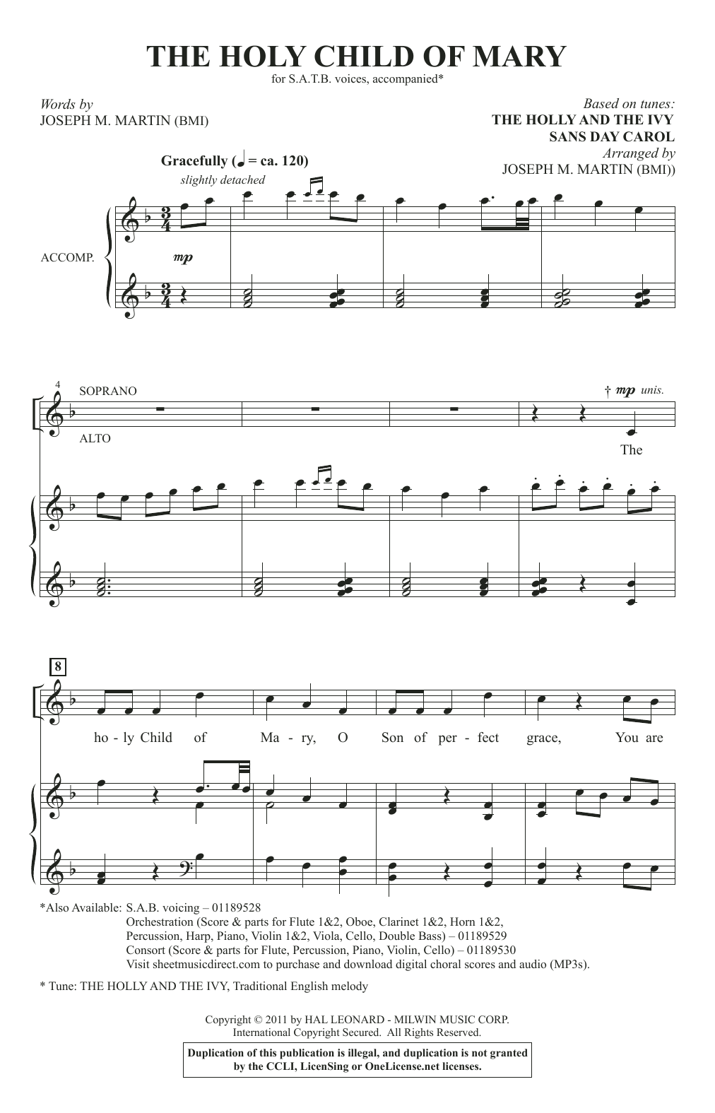 Download Joseph M. Martin The Holy Child Of Mary Sheet Music and learn how to play SATB Choir PDF digital score in minutes