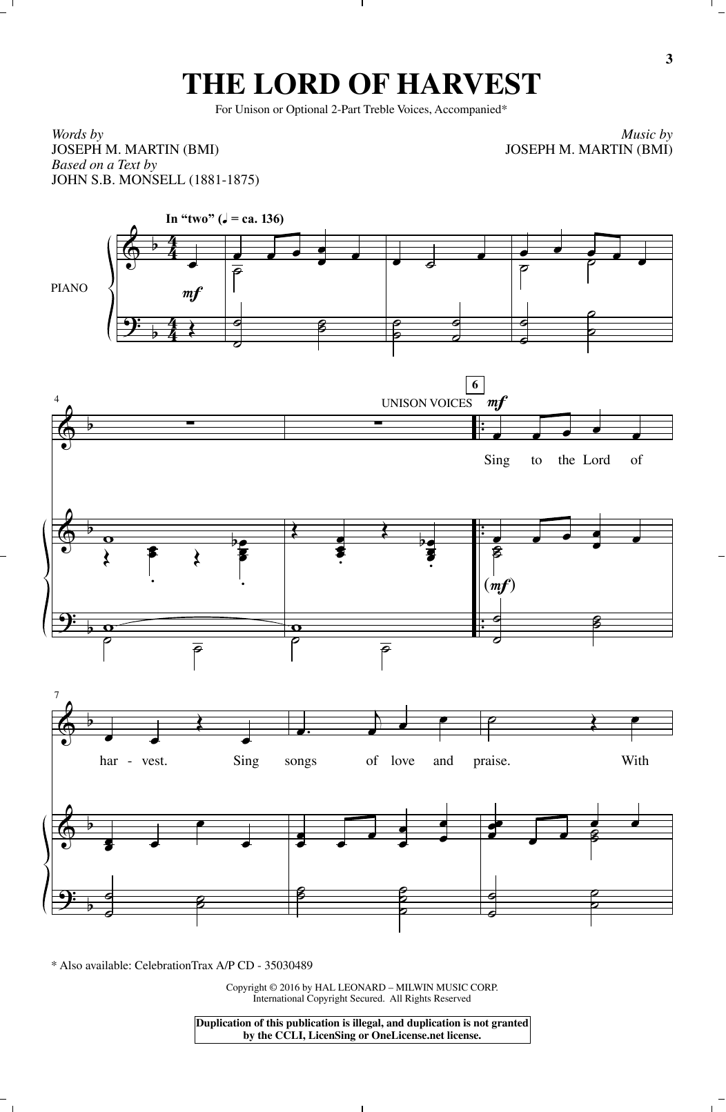 Download Joseph M. Martin The Lord Of Harvest Sheet Music and learn how to play Choral PDF digital score in minutes