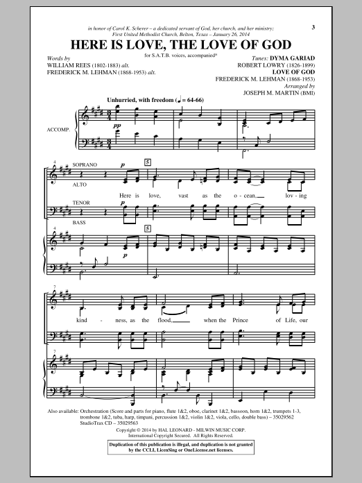 Download Joseph M. Martin The Love Of God Sheet Music and learn how to play SATB PDF digital score in minutes