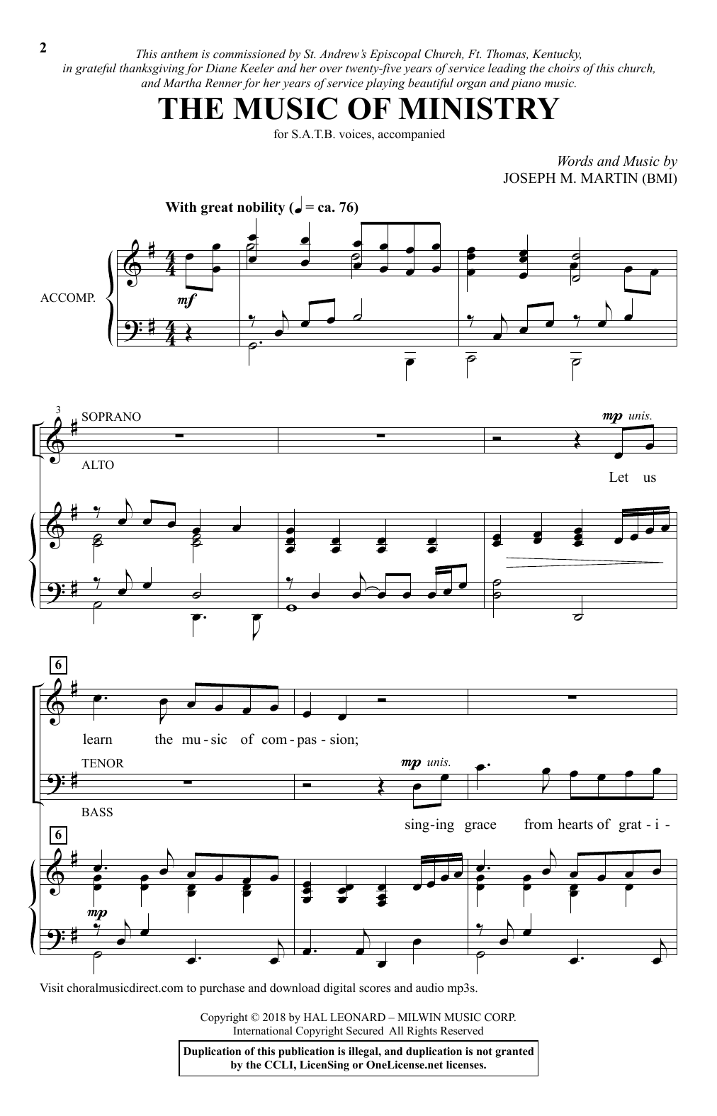 Download Joseph M. Martin The Music Of Ministry Sheet Music and learn how to play SATB PDF digital score in minutes