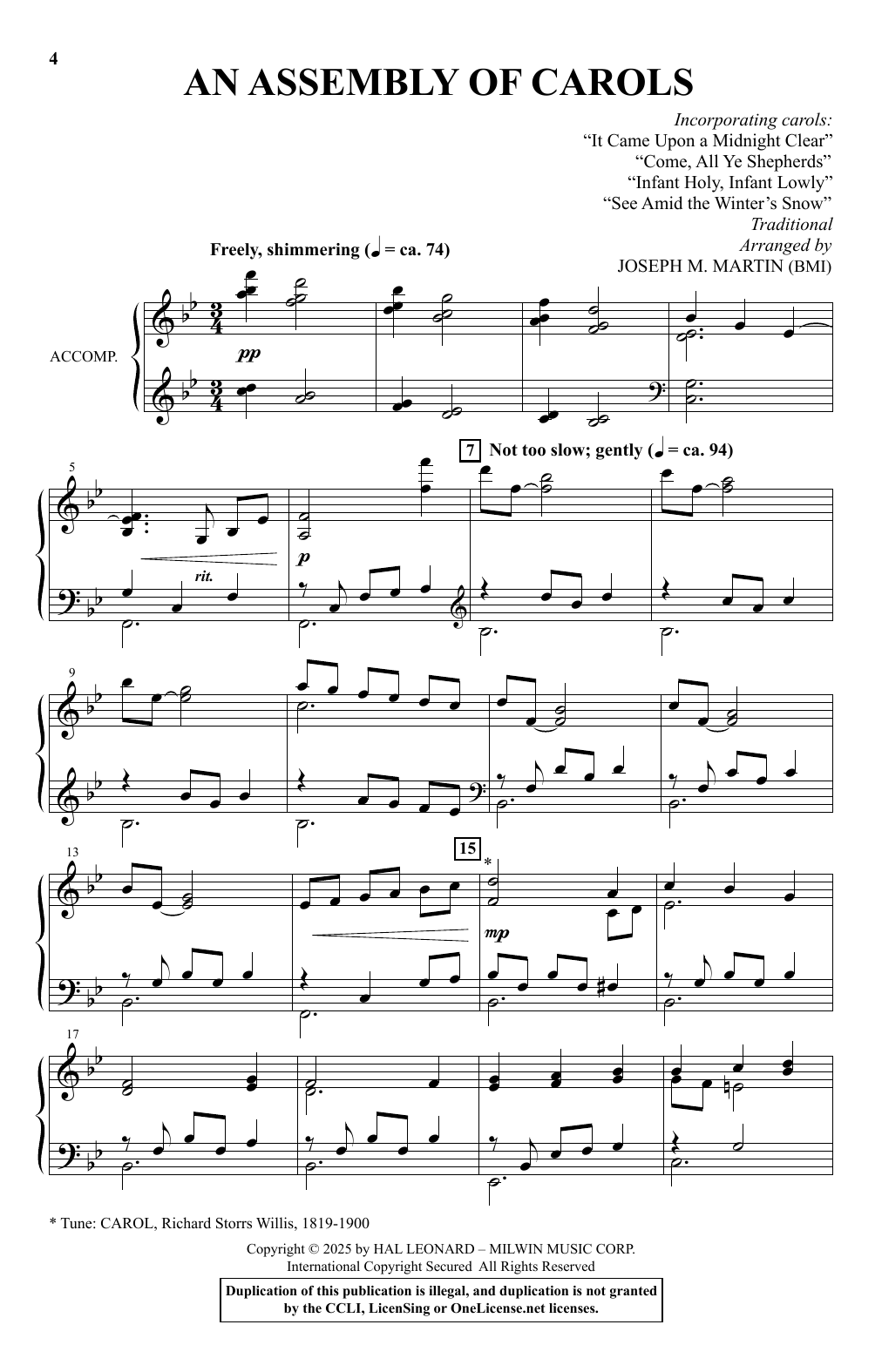 Download Joseph M. Martin An Assembly Of Carols Sheet Music and learn how to play SATB Choir PDF digital score in minutes