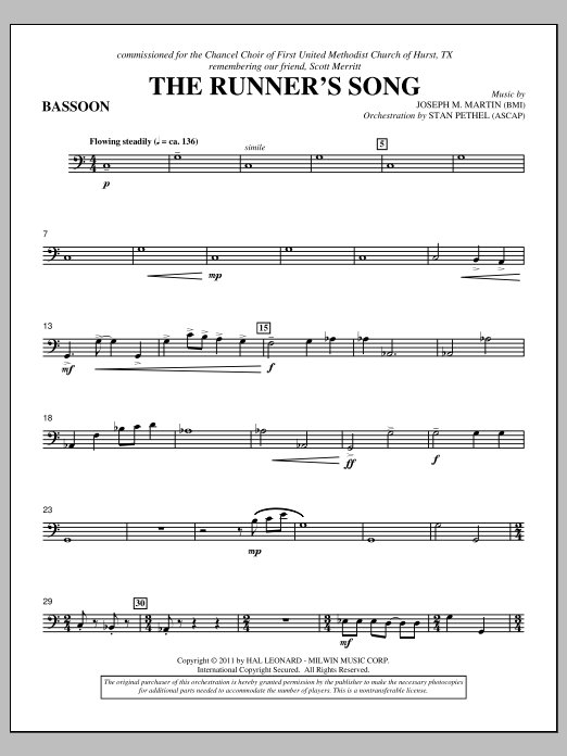 Download Joseph M. Martin The Runner's Song - Bassoon Sheet Music and learn how to play Choir Instrumental Pak PDF digital score in minutes
