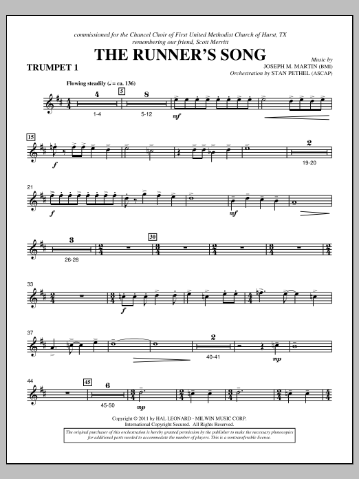 Download Joseph M. Martin The Runner's Song - Bb Trumpet 1 Sheet Music and learn how to play Choir Instrumental Pak PDF digital score in minutes