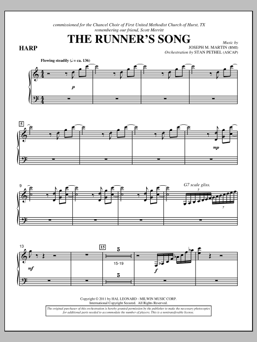 Download Joseph M. Martin The Runner's Song - Harp Sheet Music and learn how to play Choir Instrumental Pak PDF digital score in minutes