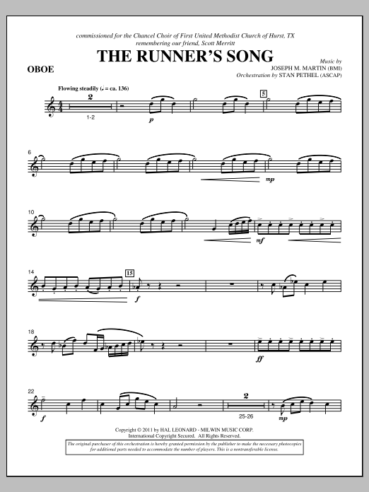 Download Joseph M. Martin The Runner's Song - Oboe Sheet Music and learn how to play Choir Instrumental Pak PDF digital score in minutes
