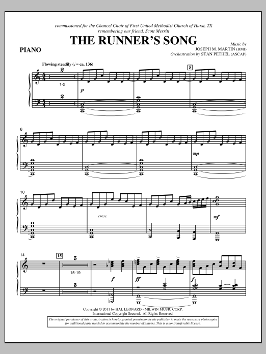 Download Joseph M. Martin The Runner's Song - Piano Sheet Music and learn how to play Choir Instrumental Pak PDF digital score in minutes