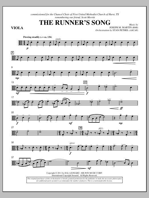 Download Joseph M. Martin The Runner's Song - Viola Sheet Music and learn how to play Choir Instrumental Pak PDF digital score in minutes