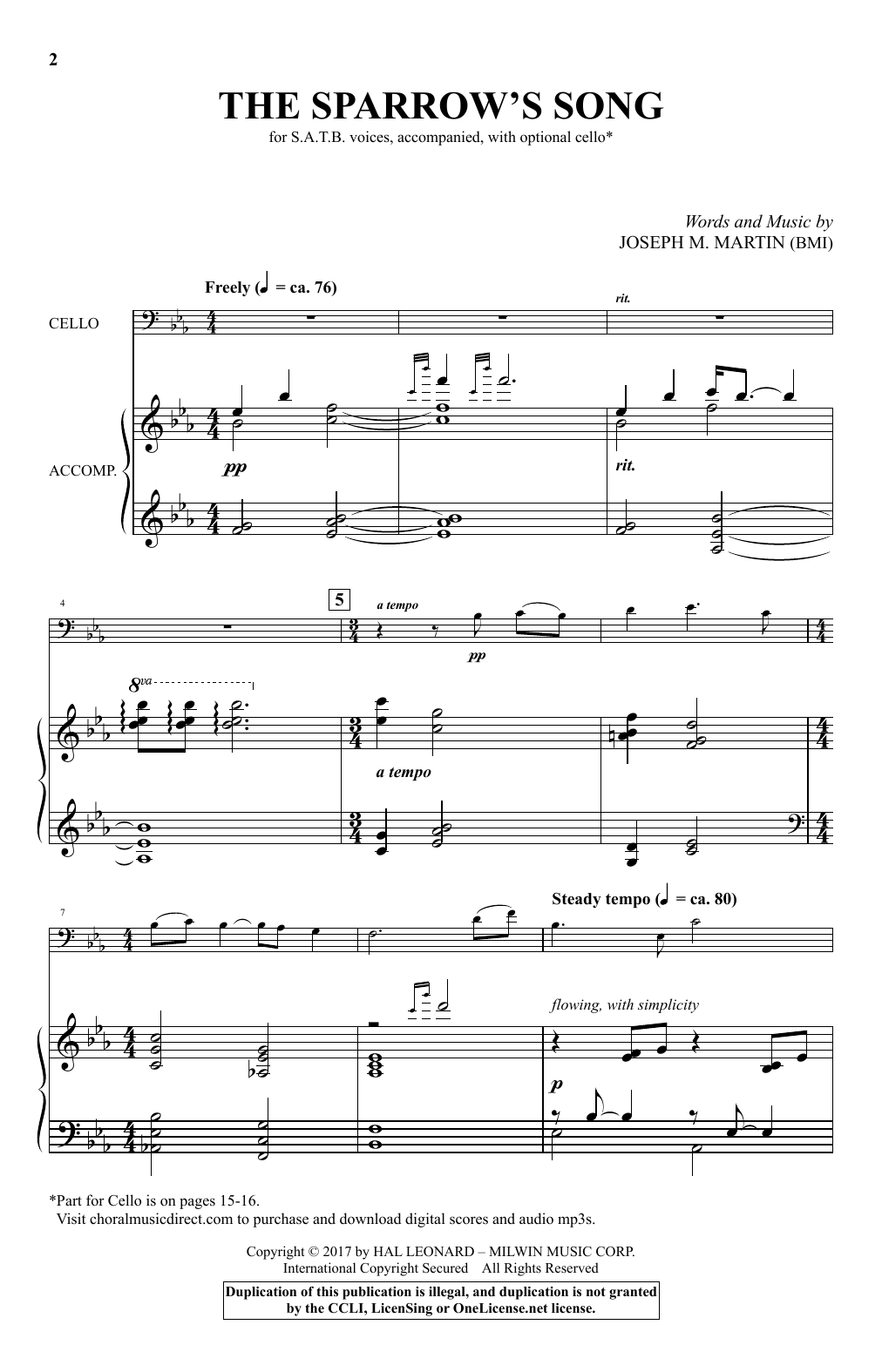 Download Joseph M. Martin The Sparrow's Song Sheet Music and learn how to play Choral PDF digital score in minutes