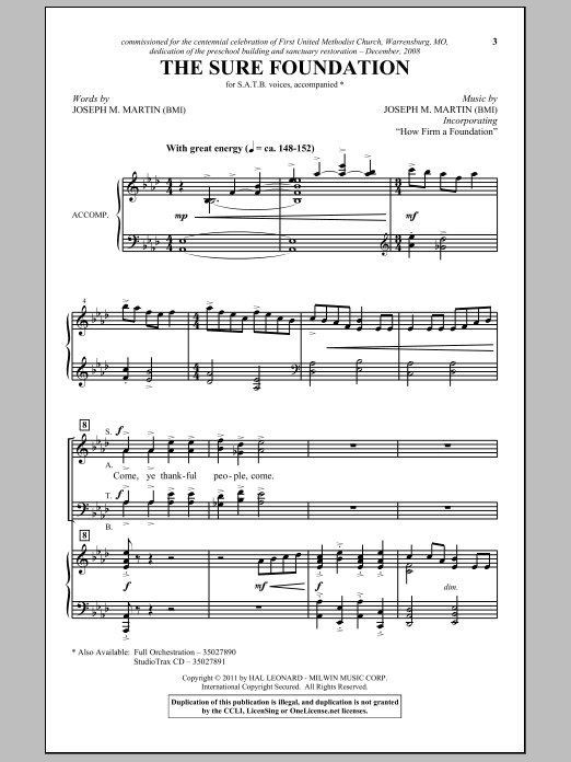Download Joseph M. Martin The Sure Foundation Sheet Music and learn how to play SATB PDF digital score in minutes