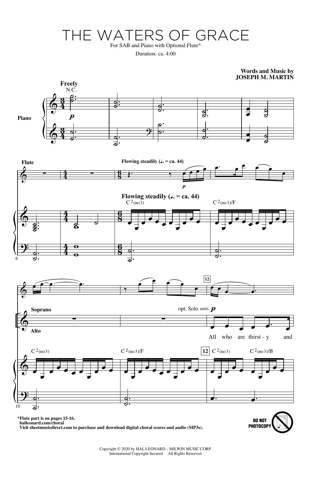 Download Joseph M. Martin The Waters Of Grace Sheet Music and learn how to play SAB Choir PDF digital score in minutes