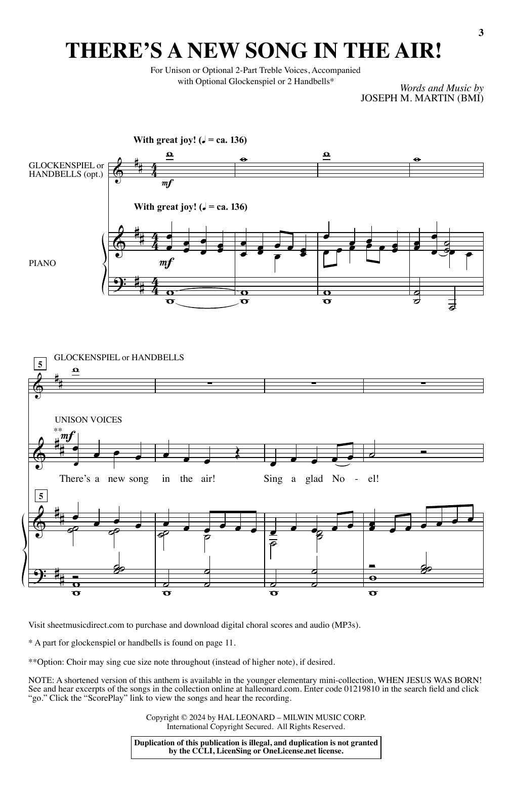 Download Joseph M. Martin There's A New Song In The Air! Sheet Music and learn how to play Choir PDF digital score in minutes