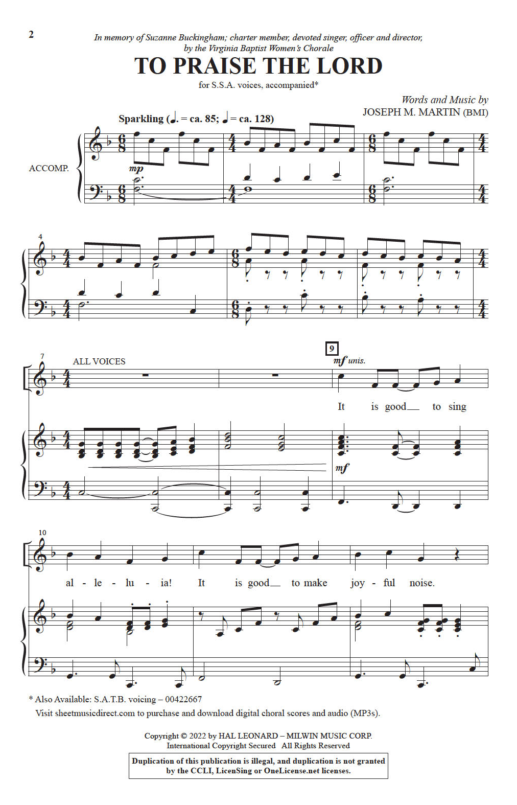 Download Joseph M. Martin To Praise The Lord Sheet Music and learn how to play SATB Choir PDF digital score in minutes