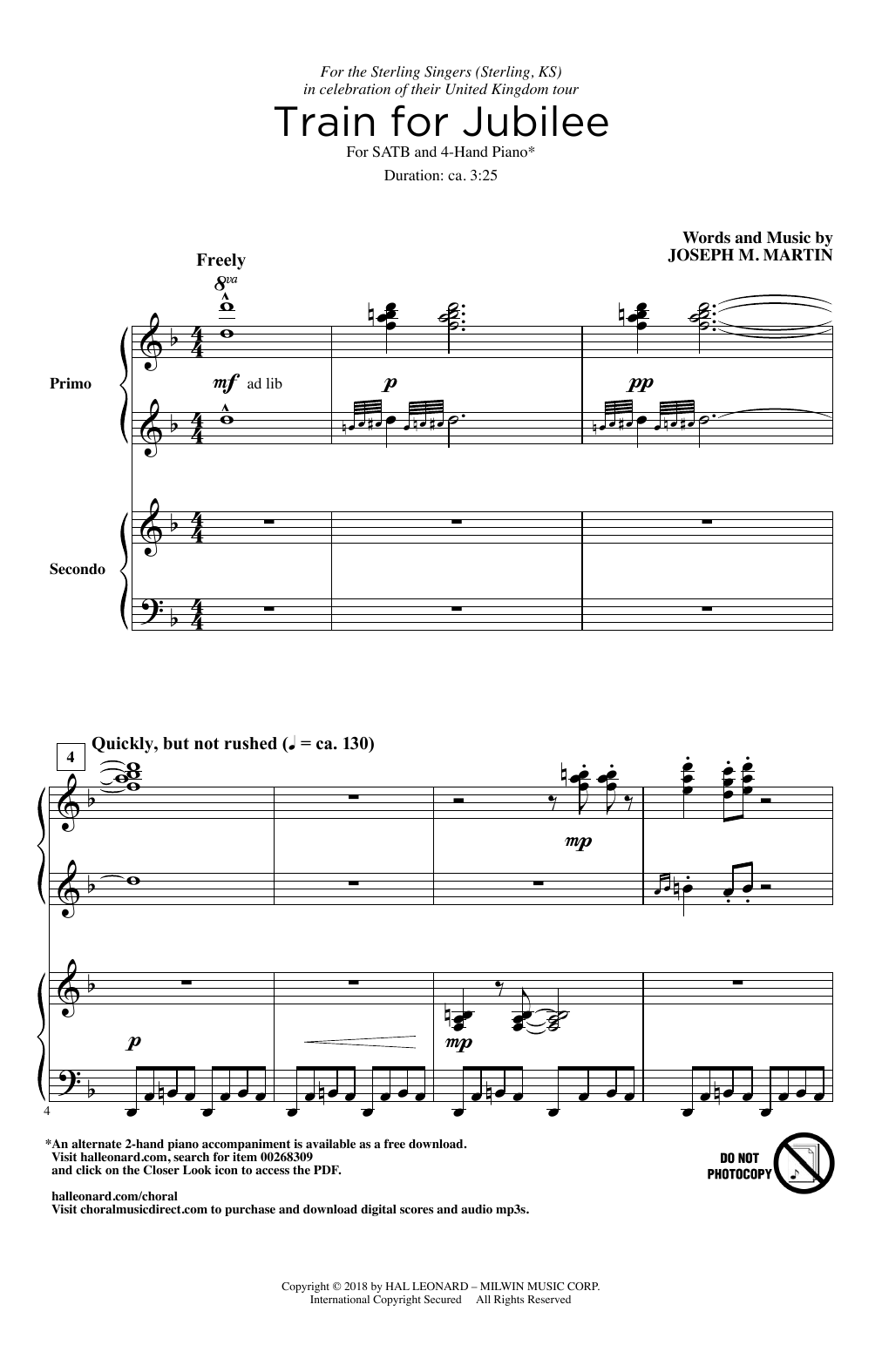 Download Joseph M. Martin Train For Jubilee Sheet Music and learn how to play SATB Choir PDF digital score in minutes