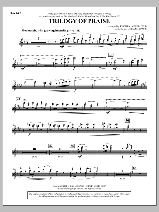 Download Joseph M. Martin Trilogy Of Praise - Flute 1 & 2 Sheet Music and learn how to play Choir Instrumental Pak PDF digital score in minutes