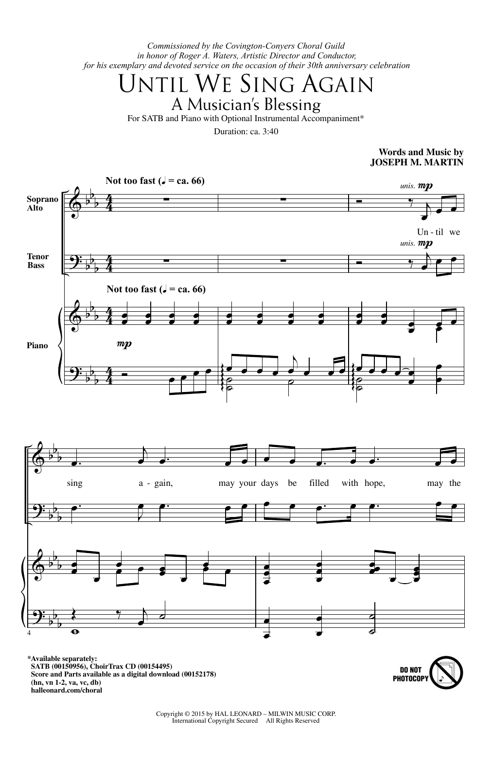 Download Joseph M. Martin Until We Sing Again (A Musician's Blessing) Sheet Music and learn how to play SATB PDF digital score in minutes