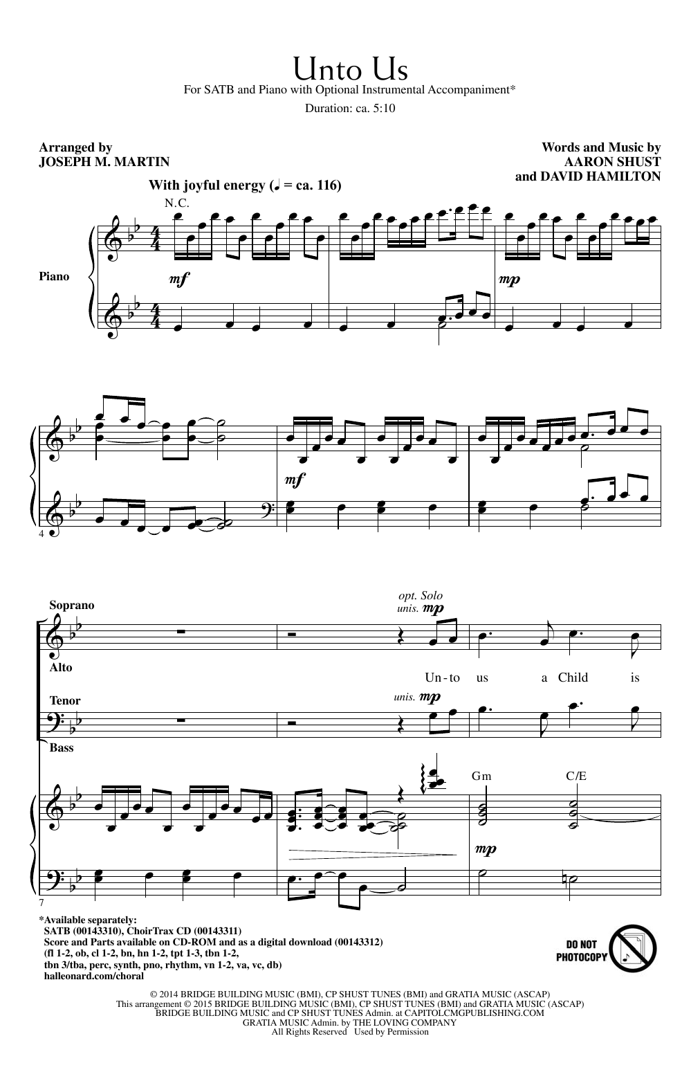 Download Joseph M. Martin Unto Us Sheet Music and learn how to play SATB PDF digital score in minutes