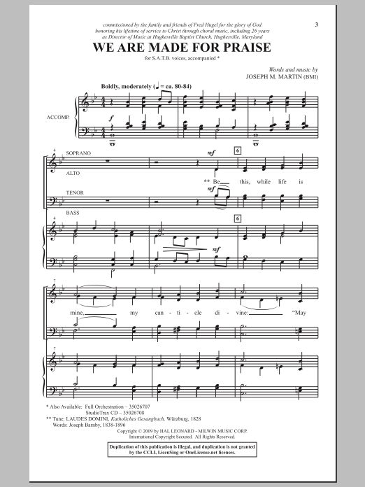 Download Joseph M. Martin We Are Made For Praise Sheet Music and learn how to play SATB Choir PDF digital score in minutes