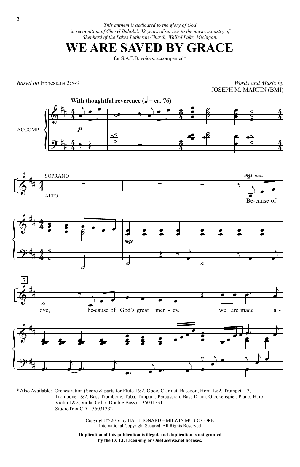 Download Joseph M. Martin We Are Saved By Grace Sheet Music and learn how to play SATB PDF digital score in minutes