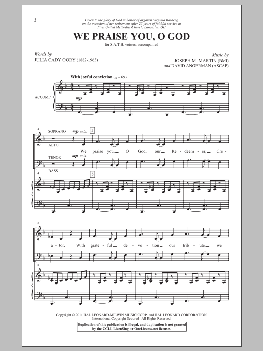 Download Joseph M. Martin We Praise You, O God Sheet Music and learn how to play SATB PDF digital score in minutes