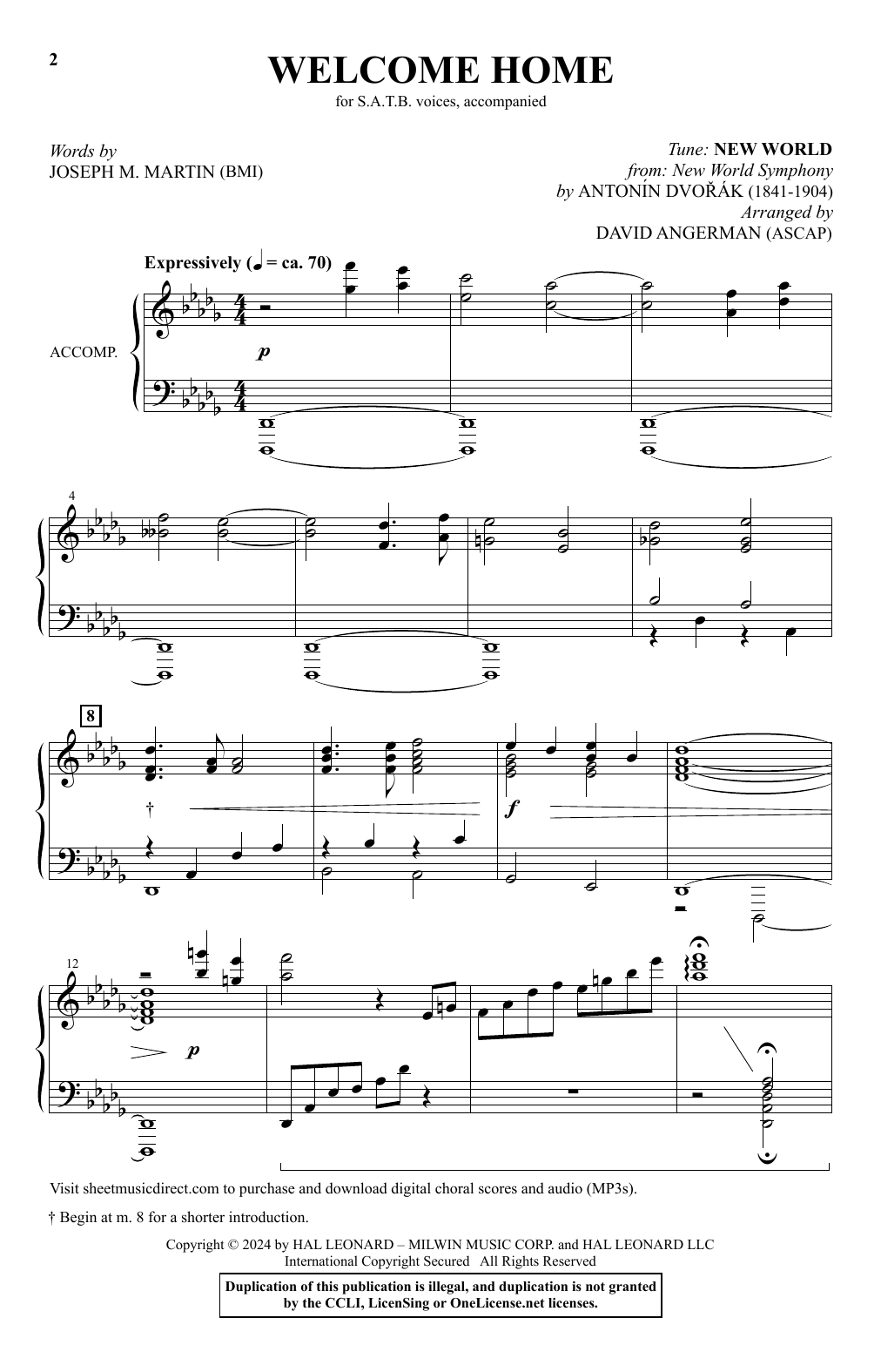 Download Joseph M. Martin Welcome Home (arr. David Angerman) Sheet Music and learn how to play SATB Choir PDF digital score in minutes