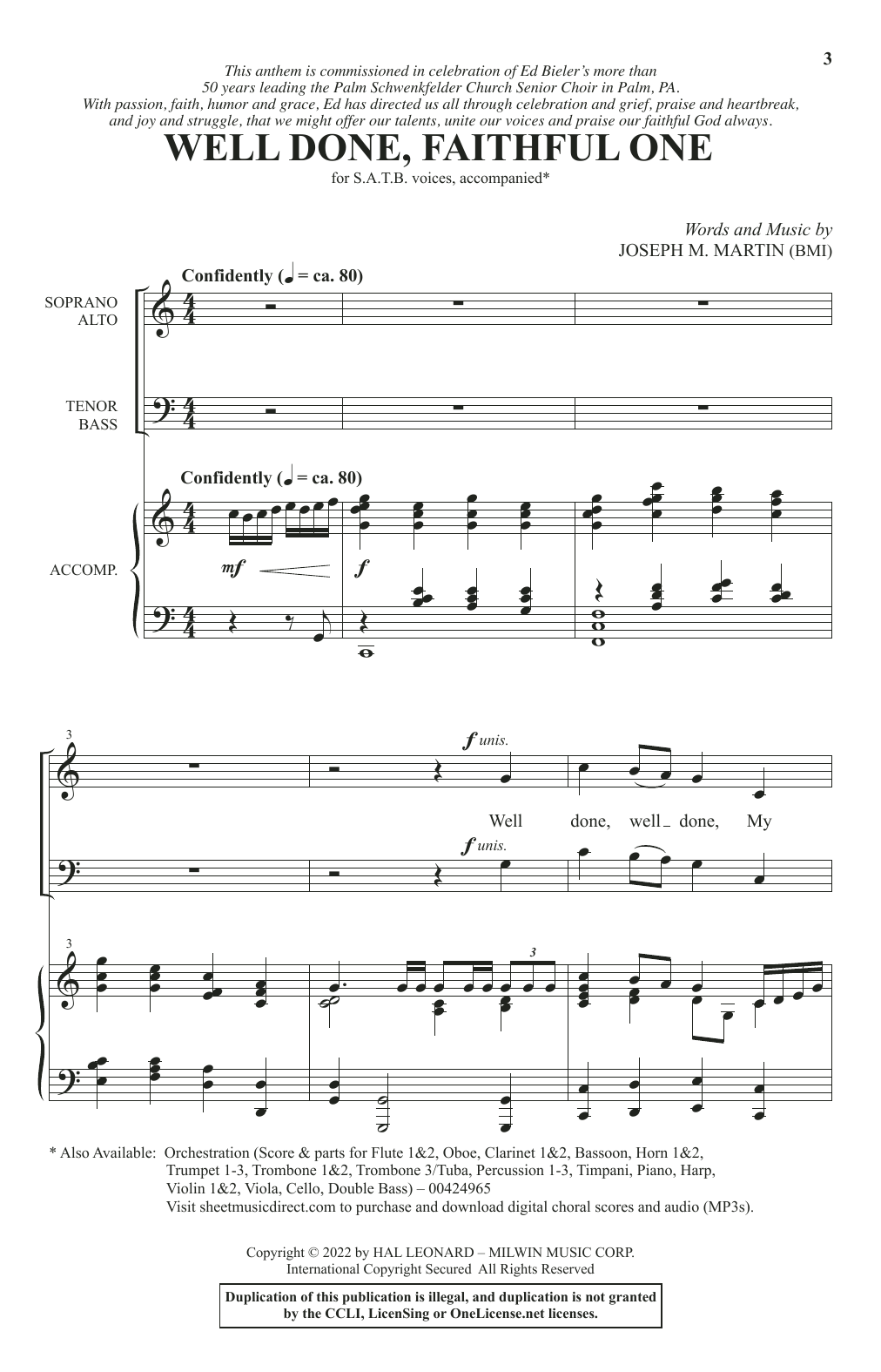 Download Joseph M. Martin Well Done, Faithful One Sheet Music and learn how to play SATB Choir PDF digital score in minutes