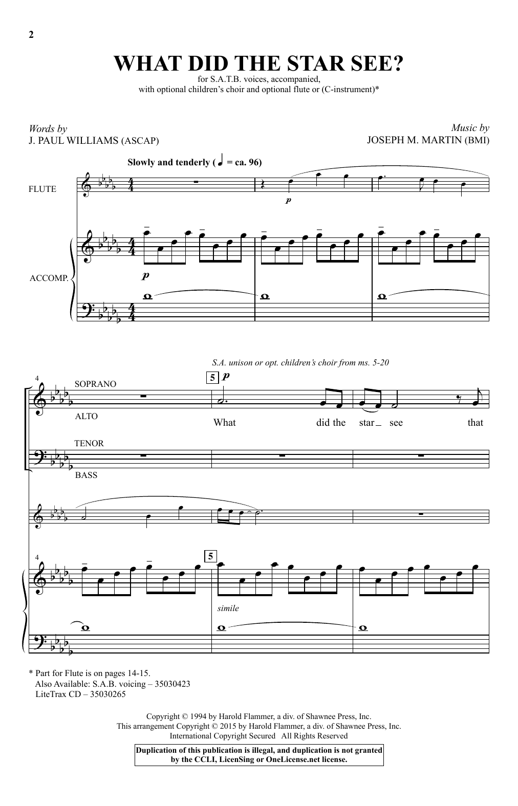 Download Joseph M. Martin What Did The Star See? Sheet Music and learn how to play Choral PDF digital score in minutes