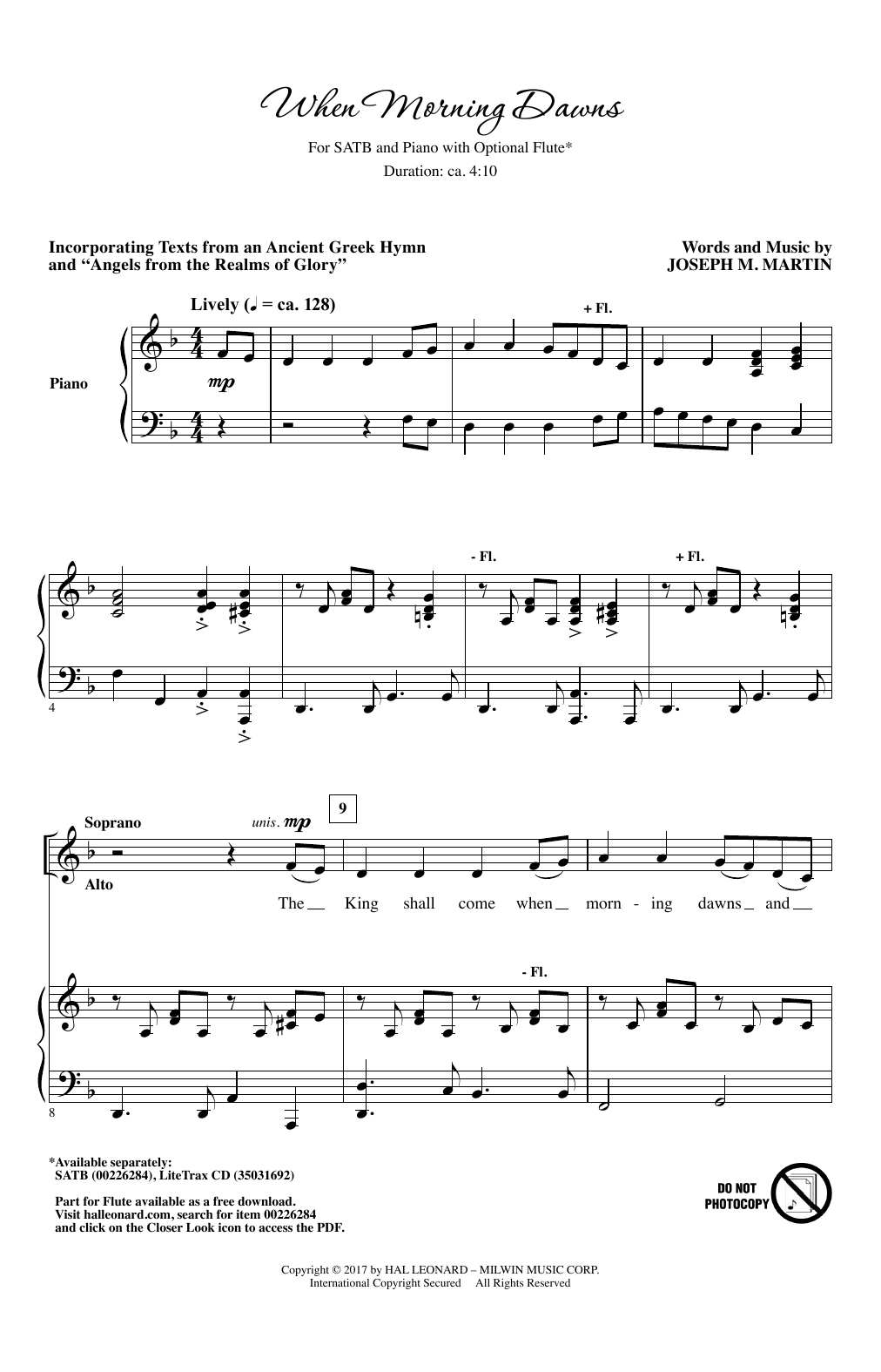 Download Joseph M. Martin When Morning Dawns Sheet Music and learn how to play Choral PDF digital score in minutes