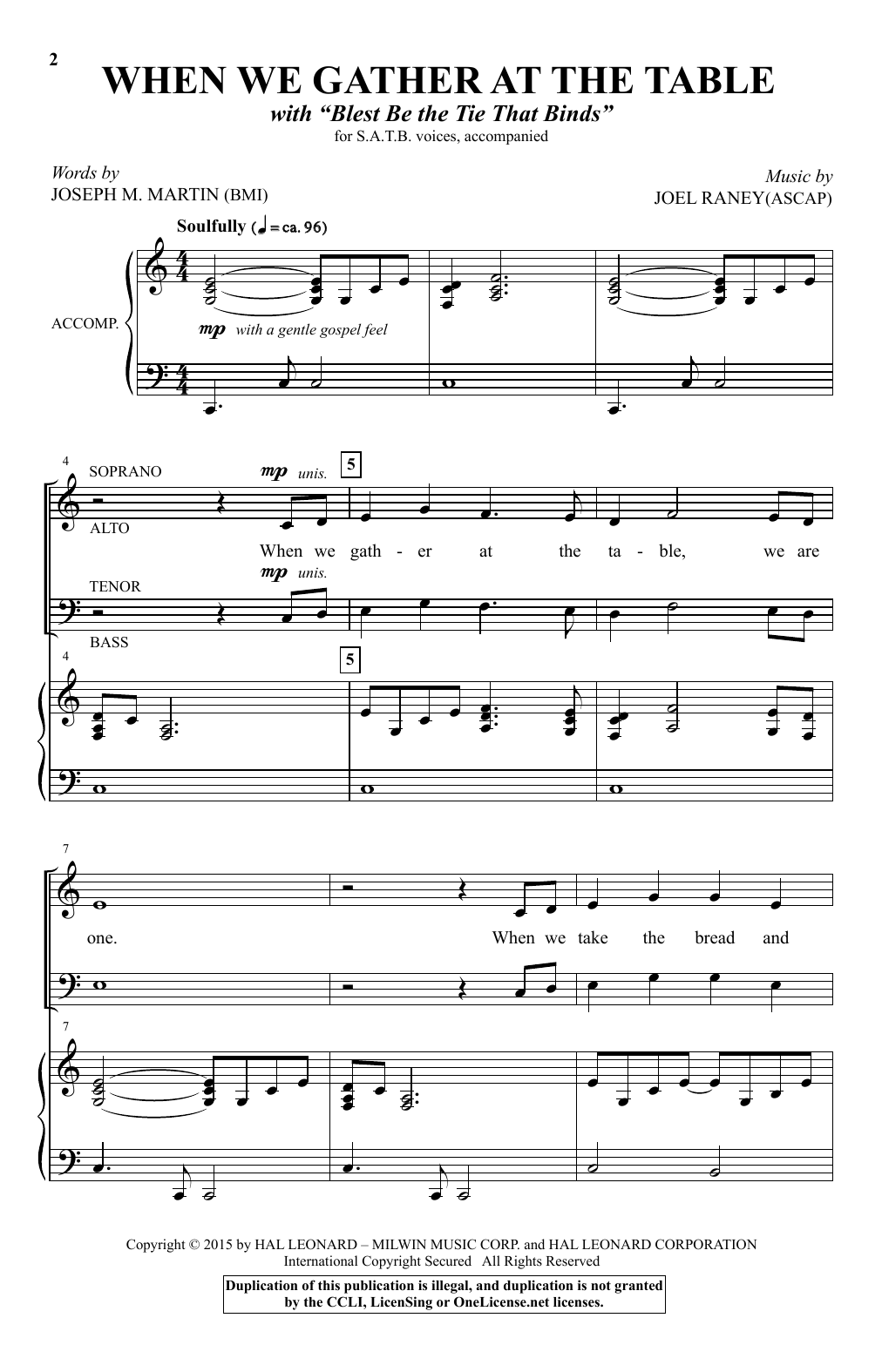 Download Joseph M. Martin When We Gather At The Table Sheet Music and learn how to play SATB PDF digital score in minutes
