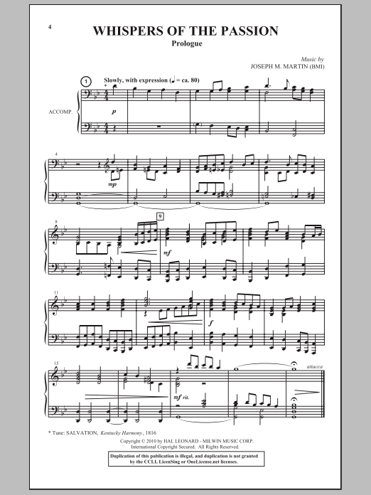 Download Joseph M. Martin Whispers Of The Passion Sheet Music and learn how to play SATB Choir PDF digital score in minutes